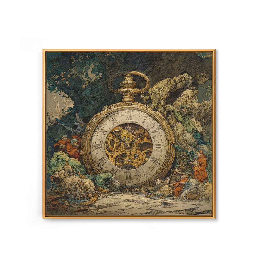 The Cursed Pocket Watch, Gothic Storybook Art, Square Wall Art, Macabre Wall Art, Canvas Print, Halloween Wall Art, Halloween Decor