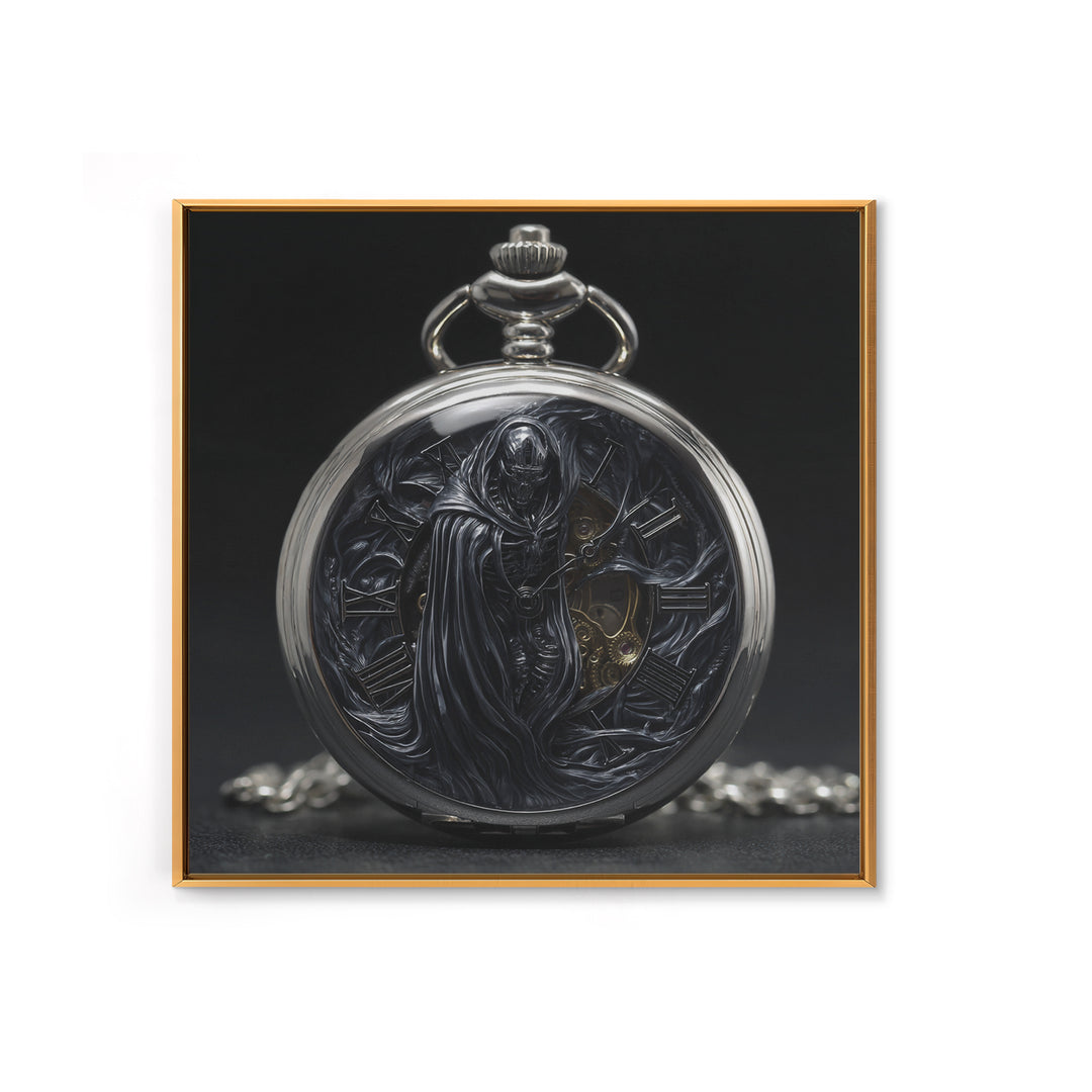 The Cursed Pocket Watch, Biomechanical Horror Art, Square Wall Art, Macabre Wall Art, Canvas Print, Halloween Wall Art, Horror Wall Art