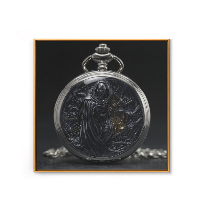 The Cursed Pocket Watch, Biomechanical Horror Art, Square Wall Art, Macabre Wall Art, Canvas Print, Halloween Wall Art, Horror Wall Art