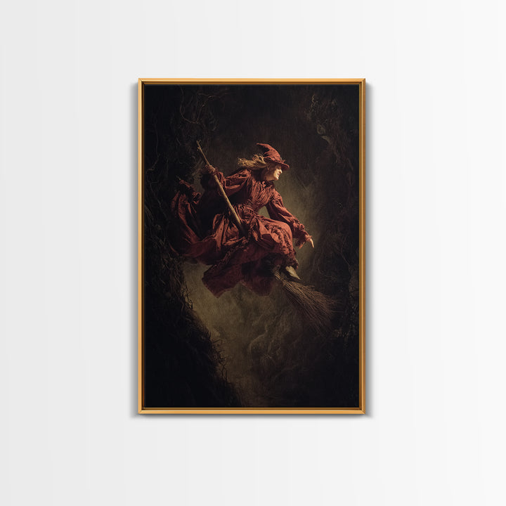 The Witch'S Broom, Gothic Nightmare Art, Vertical Wall Art, Dark Halloween Decor, Canvas Print, Halloween Wall Art, Statement Wall Art