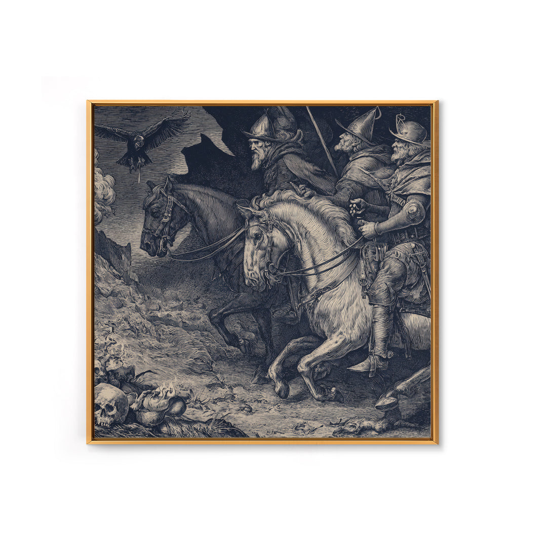 The Bone-Handled Lantern, Renaissance Engraving Art, Square Wall Art, Macabre Wall Art, Canvas Print, Halloween Wall Art