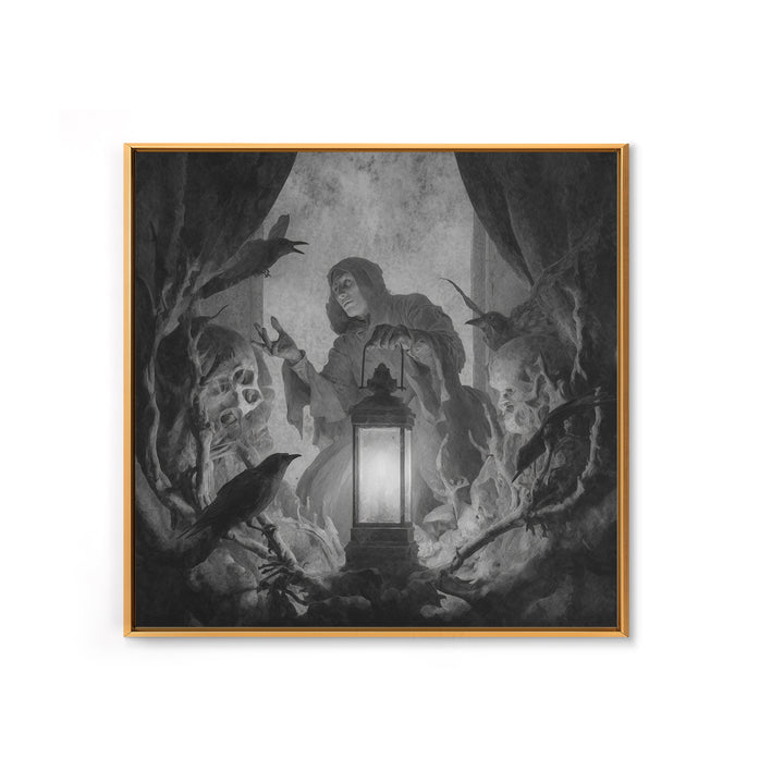 The Bone-Handled Lantern, Symbolist Dream Art, Square Wall Art, Gothic Horror Wall Art, Canvas Print, Halloween Wall Art