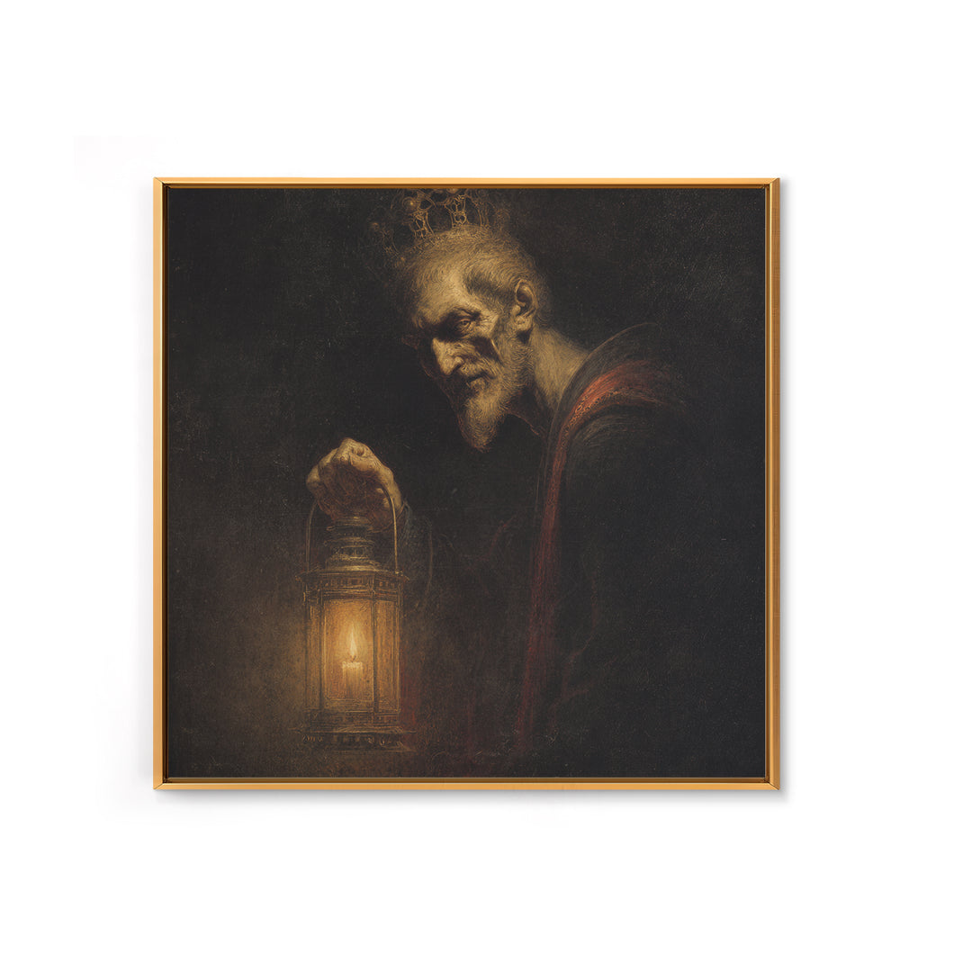 The Bone-Handled Lantern, Dark Symbolist Art, Square Wall Art, Dark Fantasy Wall Art, Canvas Print, Halloween Wall Art