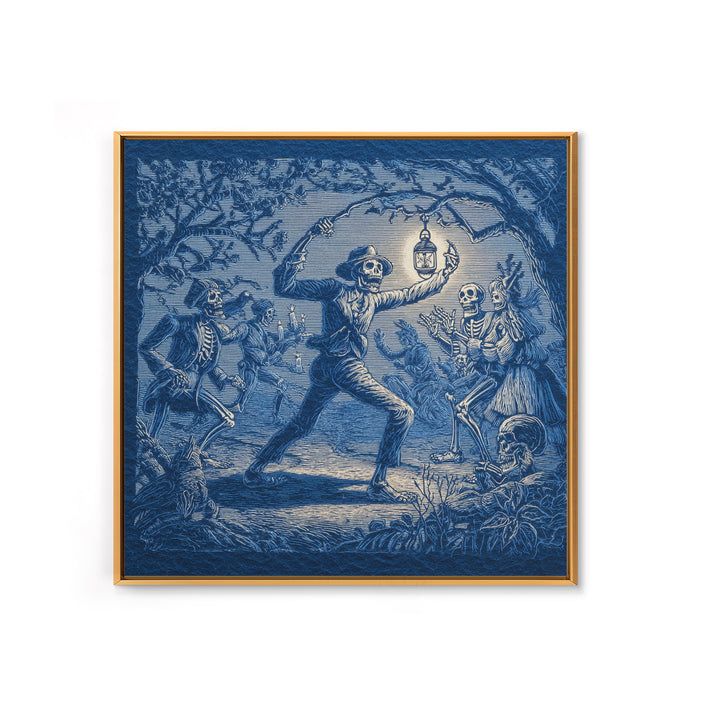 The Bone-Handled Lantern, Macabre Folk Print Art, Square Wall Art, Macabre Wall Art, Framed Canvas Print, Halloween Wall Art