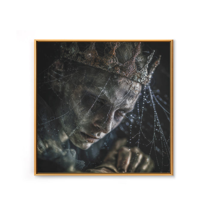The Spiderweb Crown, Dark Renaissance Art, Square Wall Art, Macabre Wall Art, Framed Canvas Print, Halloween Wall Art