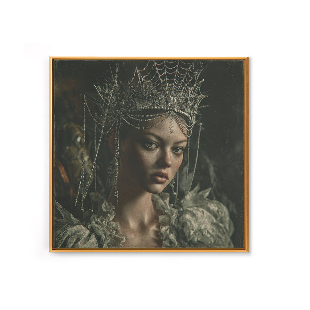 The Spiderweb Crown, Baroque Witchcraft Art, Square Wall Art, Gothic Horror Wall Art, Canvas Print, Halloween Wall Art, Halloween Decor