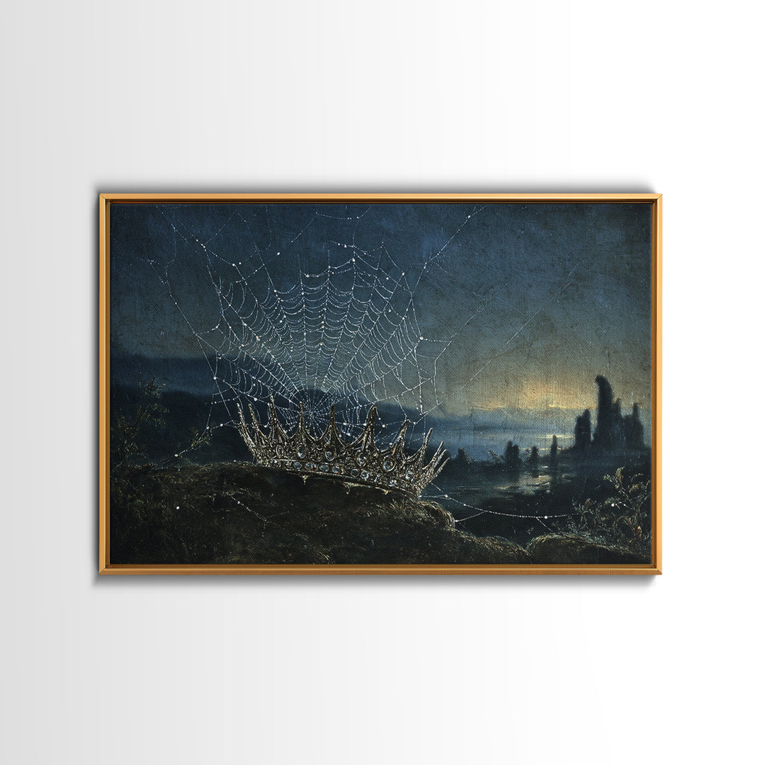 The Spiderweb Crown, Romantic Gothic Landscape, Landscape Wall Art, Macabre Wall Art, Canvas Print, Halloween Wall Art