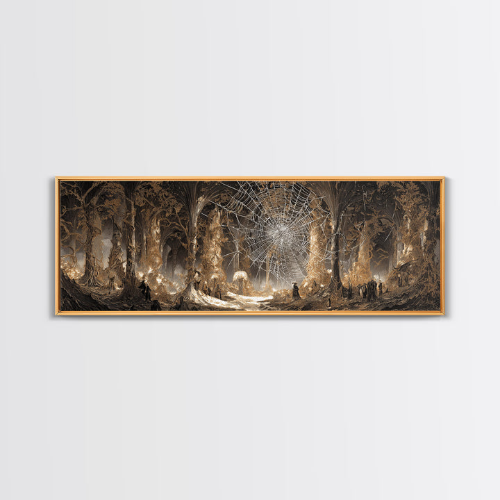 The Spiderweb Crown, Apocalyptic Romantic Art, Extra Wide Wall Art, Dark Halloween Decor, Canvas Print, Halloween Wall Art, Horror Wall Art