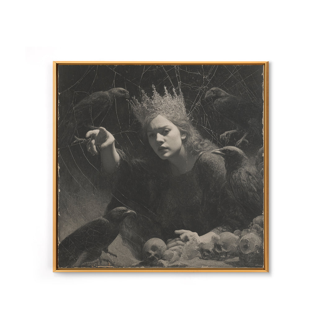 The Spiderweb Crown, Symbolist Dream Art, Square Wall Art, Gothic Horror Wall Art, Canvas Print, Halloween Wall Art