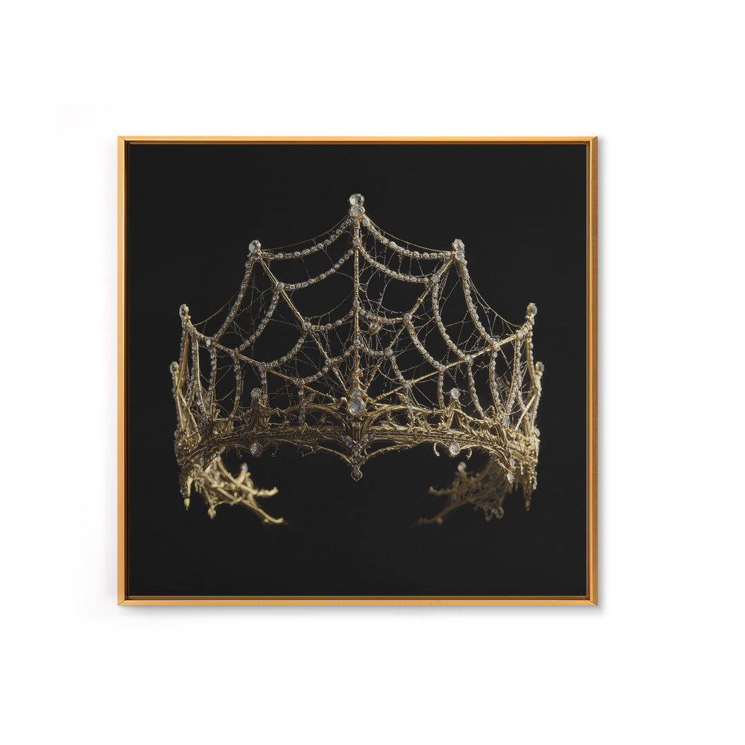 The Spiderweb Crown, Ornate Symbolist Art, Square Wall Art, Dark Fantasy Wall Art, Canvas Print, Halloween Wall Art, Horror Wall Art