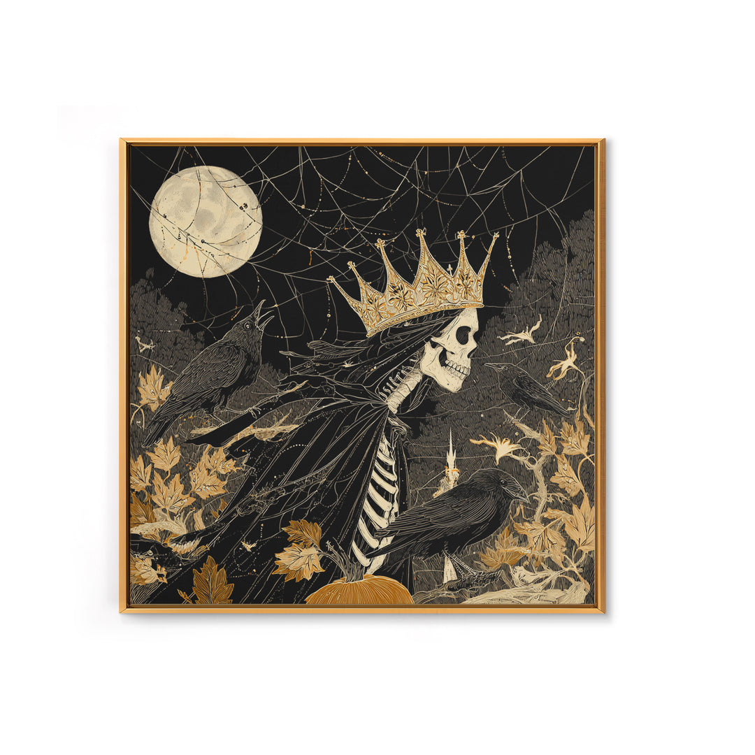 The Spiderweb Crown, Macabre Folk Print Art, Square Wall Art, Dark Fantasy Wall Art, Canvas Print, Halloween Wall Art