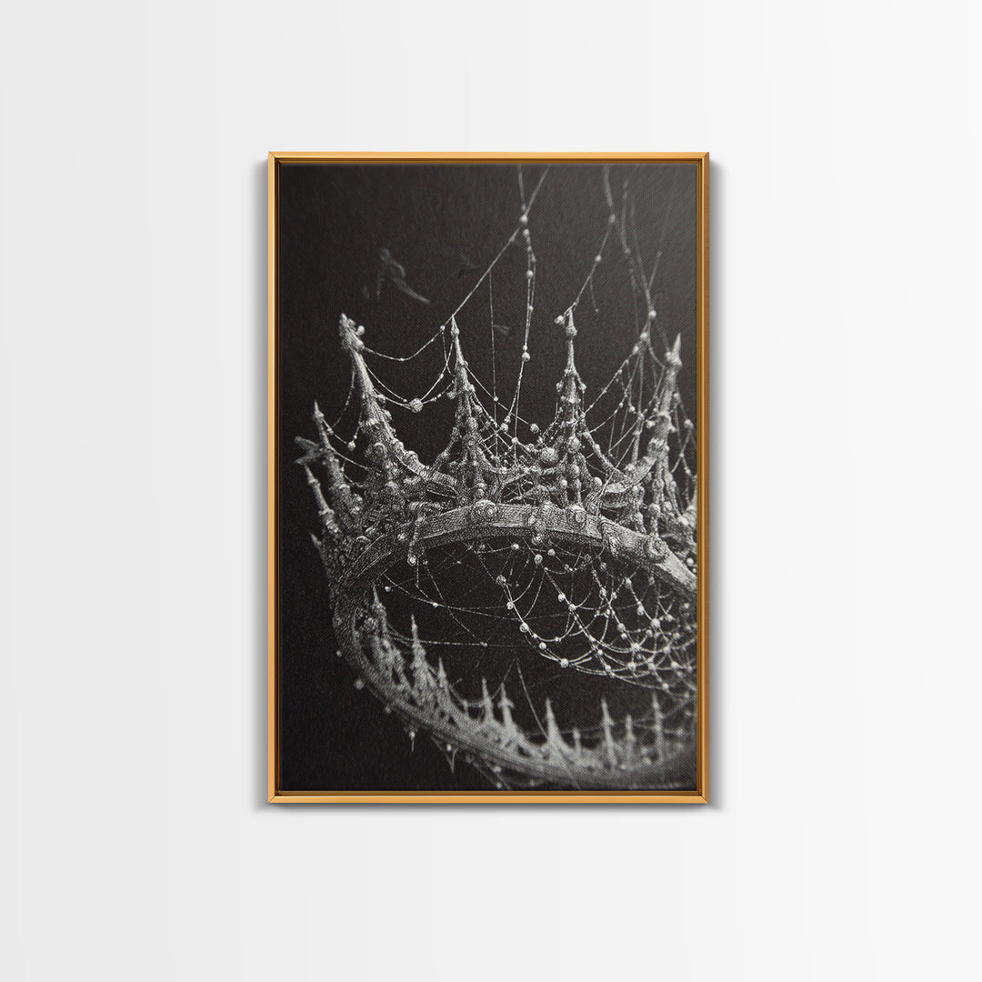 The Spiderweb Crown, Victorian Macabre Art, Vertical Wall Art, Dark Fantasy Wall Art, Canvas Print, Halloween Wall Art