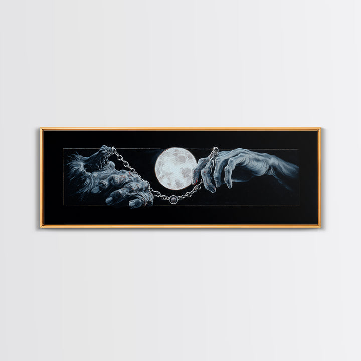 The Moonstone Amulet, Gothic Nightmare Art, Extra Wide Wall Art, Gothic Horror Wall Art, Framed Canvas Print, Halloween Wall Art