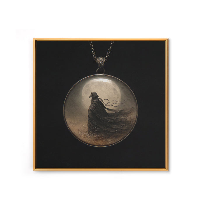 The Moonstone Amulet, Symbolist Dream Art, Square Wall Art, Macabre Wall Art, Canvas Print, Halloween Wall Art, Spooky Wall Decor