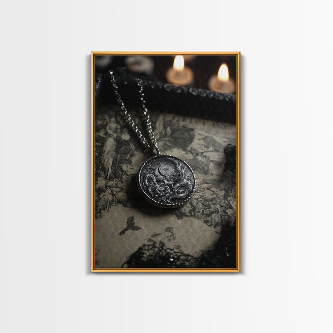 The Moonstone Amulet, Victorian Macabre Art, Vertical Wall Art, Gothic Horror Wall Art, Canvas Print, Halloween Wall Art