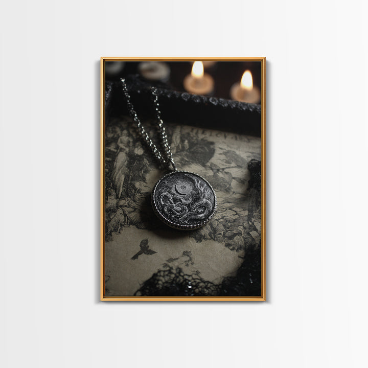 The Moonstone Amulet, Victorian Macabre Art, Vertical Wall Art, Gothic Horror Wall Art, Canvas Print, Halloween Wall Art