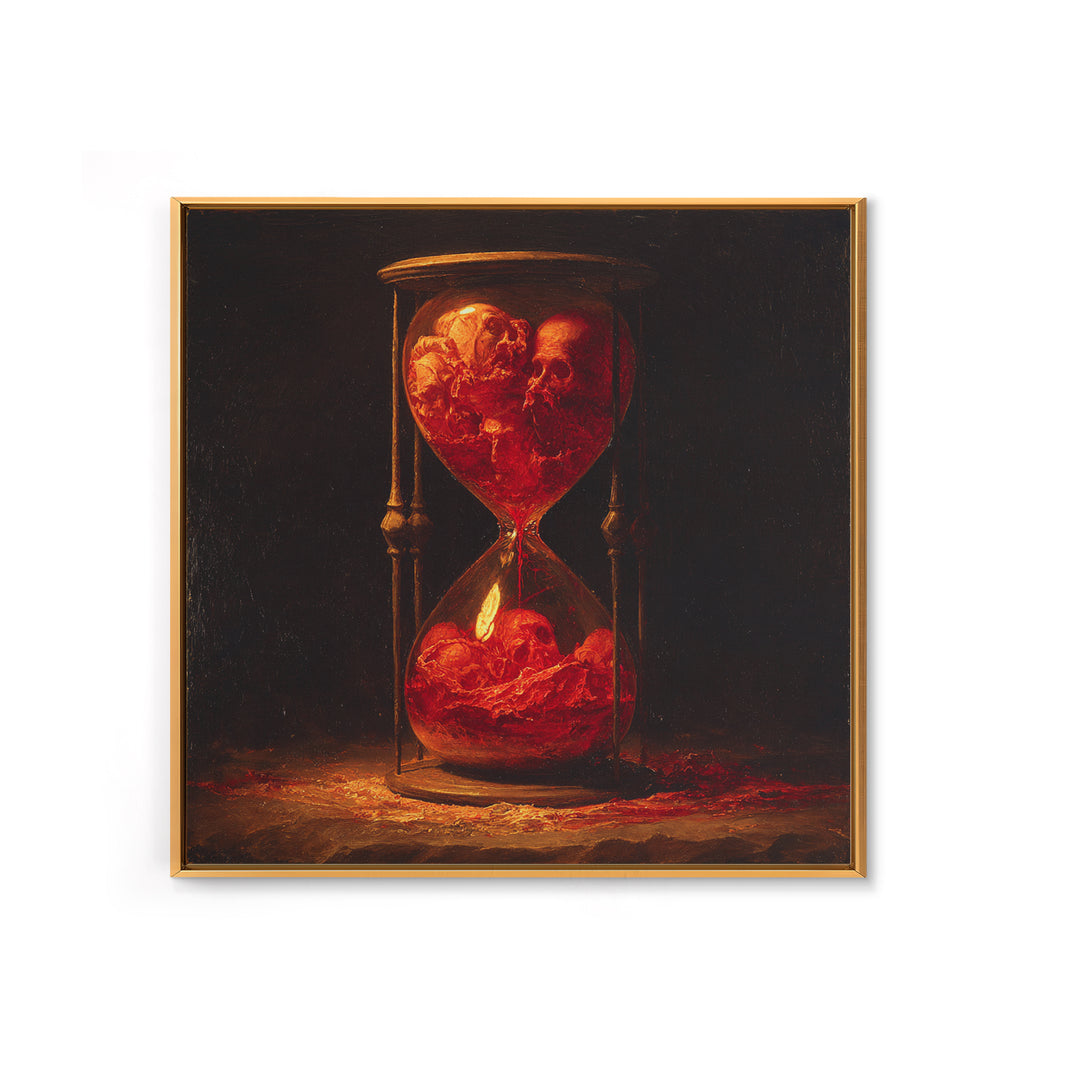 The Crimson Hourglass, Dark Renaissance Art, Square Wall Art, Dark Fantasy Wall Art, Framed Canvas Print, Halloween Wall Art