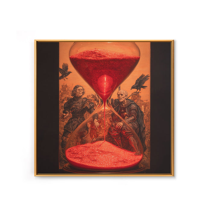 The Crimson Hourglass, Danse Macabre Art, Square Wall Art, Dark Fantasy Wall Art, Framed Canvas Print, Dark Fantasy Art