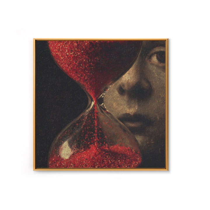 The Crimson Hourglass, Symbolist Dream Art, Square Wall Art, Dark Halloween Decor, Canvas Print, Halloween Wall Art, Macabre Wall Art
