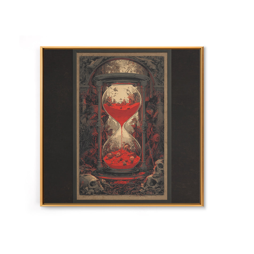 The Crimson Hourglass, Decadent Gothic Art, Square Wall Art, Dark Halloween Decor, Framed Canvas Print, Halloween Wall Art