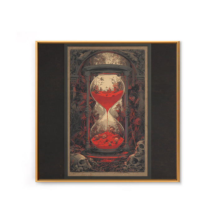 The Crimson Hourglass, Decadent Gothic Art, Square Wall Art, Dark Halloween Decor, Framed Canvas Print, Halloween Wall Art