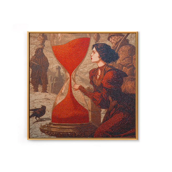 The Crimson Hourglass, Symbolist Death Art, Square Wall Art, Macabre Wall Art, Canvas Print, Halloween Wall Art, Seasonal Home Decor