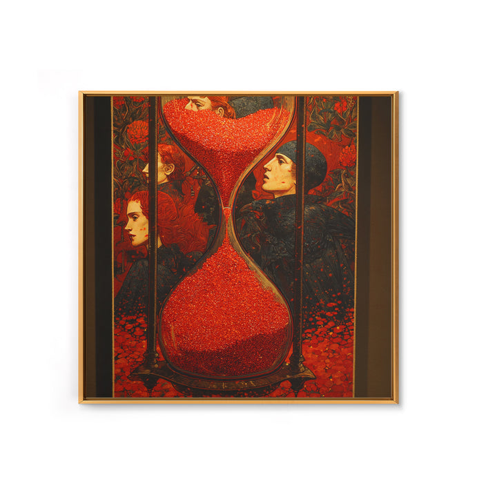The Crimson Hourglass, Stained Glass Gothic Art, Square Wall Art, Dark Halloween Decor, Framed Canvas Print, Halloween Wall Art