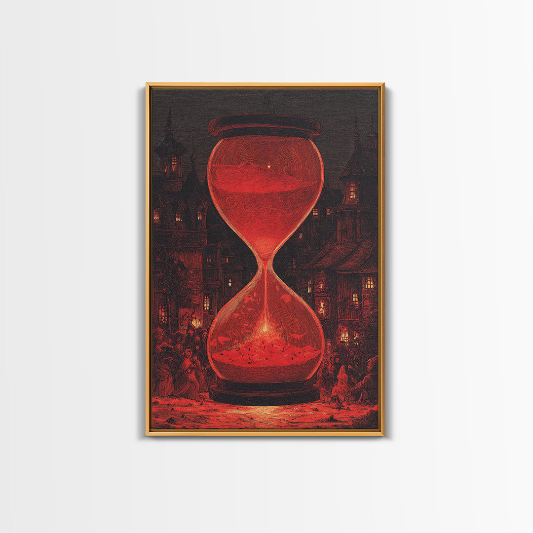 The Crimson Hourglass, Victorian Macabre Art, Vertical Wall Art, Dark Halloween Decor, Canvas Print, Halloween Wall Art