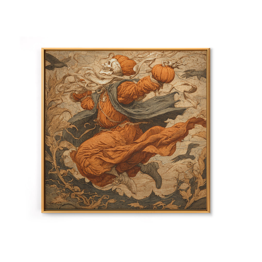 The Jack-O'-Lantern Throne, Danse Macabre Art, Square Wall Art, Macabre Wall Art, Framed Canvas Print, Dark Fantasy Art