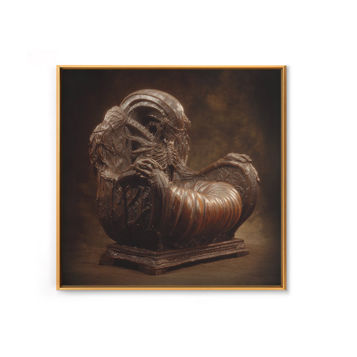 The Jack-O'-Lantern Throne, Biomechanical Horror Art, Square Wall Art, Macabre Wall Art, Framed Canvas Print, Halloween Wall Art