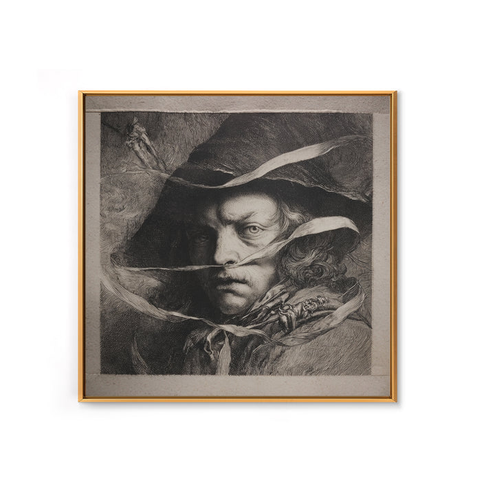 The Haunted Portrait, Renaissance Engraving Art, Square Wall Art, Macabre Wall Art, Framed Canvas Print, Halloween Wall Art