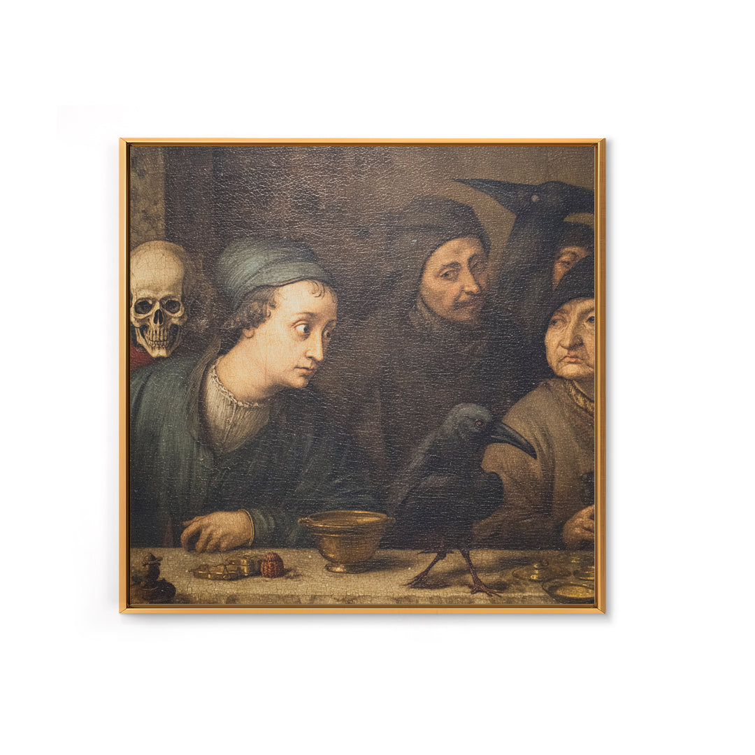 The Haunted Portrait, Danse Macabre Art, Square Wall Art, Dark Fantasy Wall Art, Canvas Print, Halloween Wall Art