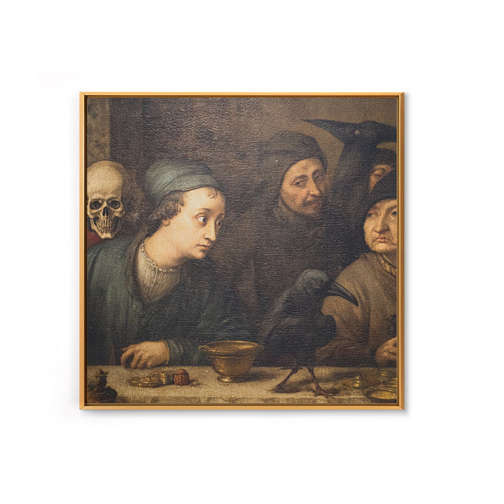 The Haunted Portrait, Danse Macabre Art, Square Wall Art, Dark Fantasy Wall Art, Canvas Print, Halloween Wall Art