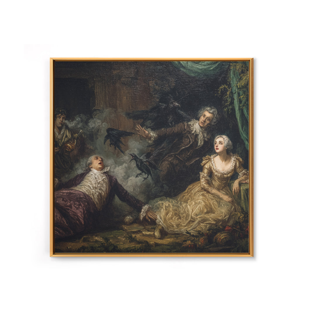 The Haunted Portrait, Gothic Nightmare Art, Square Wall Art, Dark Fantasy Wall Art, Framed Canvas Print, Halloween Wall Art