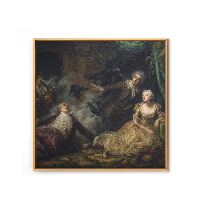 The Haunted Portrait, Gothic Nightmare Art, Square Wall Art, Dark Fantasy Wall Art, Framed Canvas Print, Halloween Wall Art