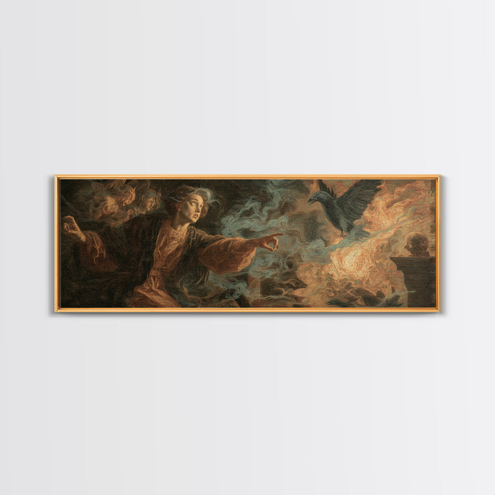 The Haunted Portrait, Visionary Gothic Art, Extra Wide Wall Art, Dark Halloween Decor, Canvas Print, Halloween Wall Art