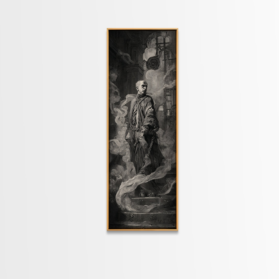 The Haunted Portrait, Architectural Etching Art, Tall Narrow Wall Art, Macabre Wall Art, Framed Canvas Print, Horror Wall Art
