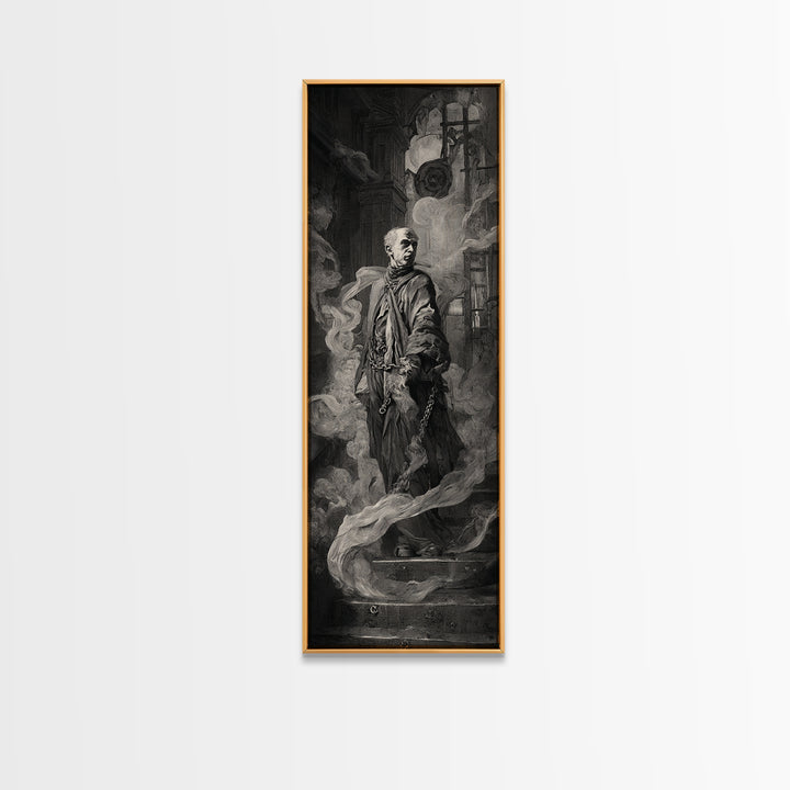 The Haunted Portrait, Architectural Etching Art, Tall Narrow Wall Art, Macabre Wall Art, Framed Canvas Print, Horror Wall Art