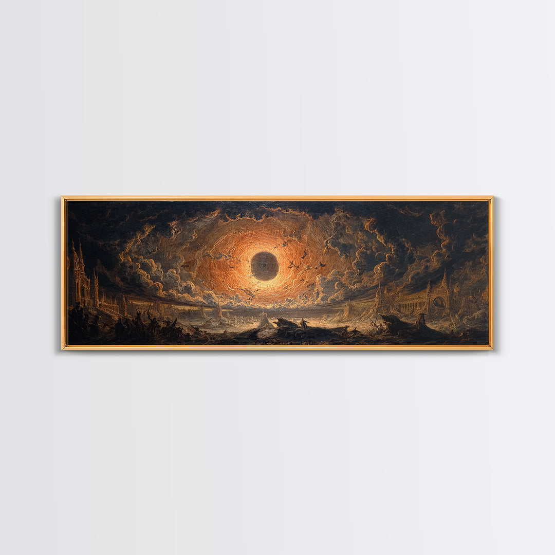 The Haunted Portrait, Apocalyptic Romantic Art, Extra Wide Wall Art, Macabre Wall Art, Framed Canvas Print, Halloween Wall Art