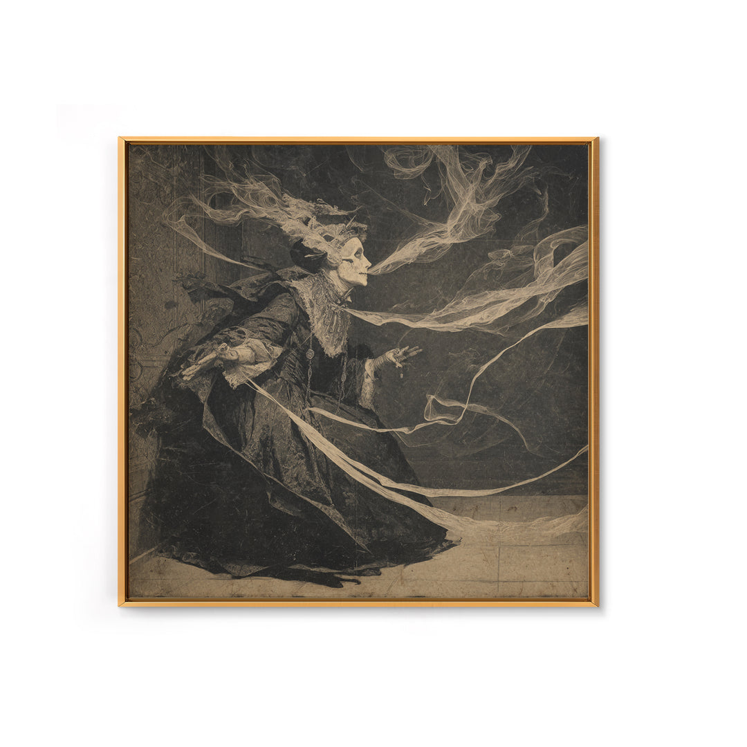 The Haunted Portrait, Decadent Gothic Art, Square Wall Art, Dark Halloween Decor, Framed Canvas Print, Halloween Wall Art