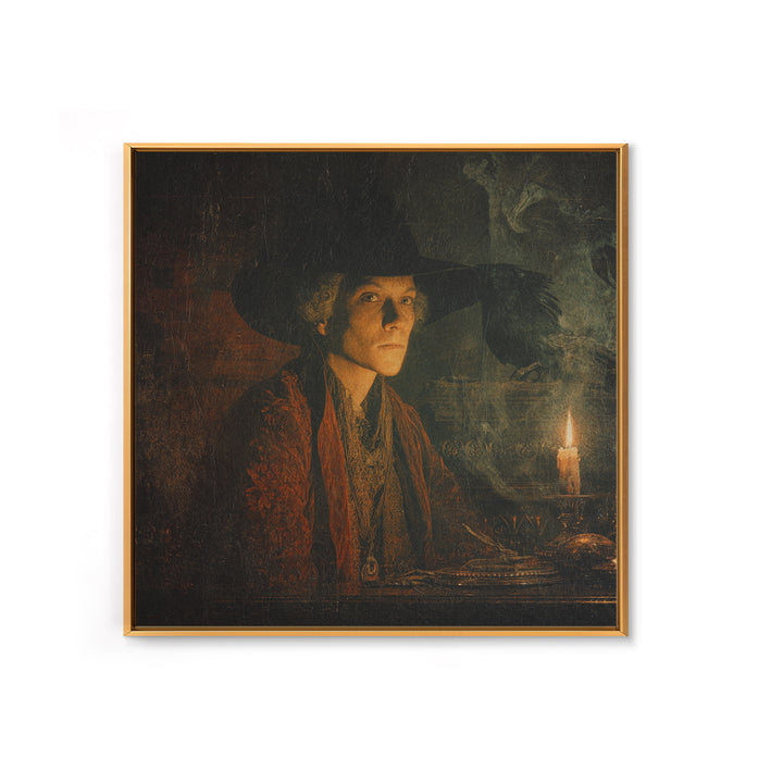 The Haunted Portrait, Symbolist Etching Art, Square Wall Art, Gothic Horror Wall Art, Canvas Print, Halloween Wall Art
