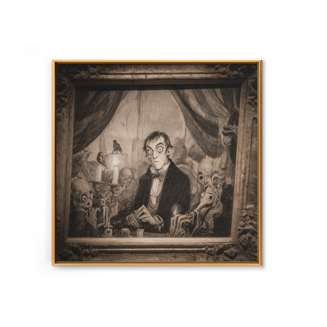 The Haunted Portrait, Expressionist Nightmare Art, Square Wall Art, Macabre Wall Art, Canvas Print, Halloween Wall Art, Dark Fantasy Art