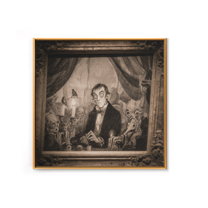 The Haunted Portrait, Expressionist Nightmare Art, Square Wall Art, Macabre Wall Art, Canvas Print, Halloween Wall Art, Dark Fantasy Art