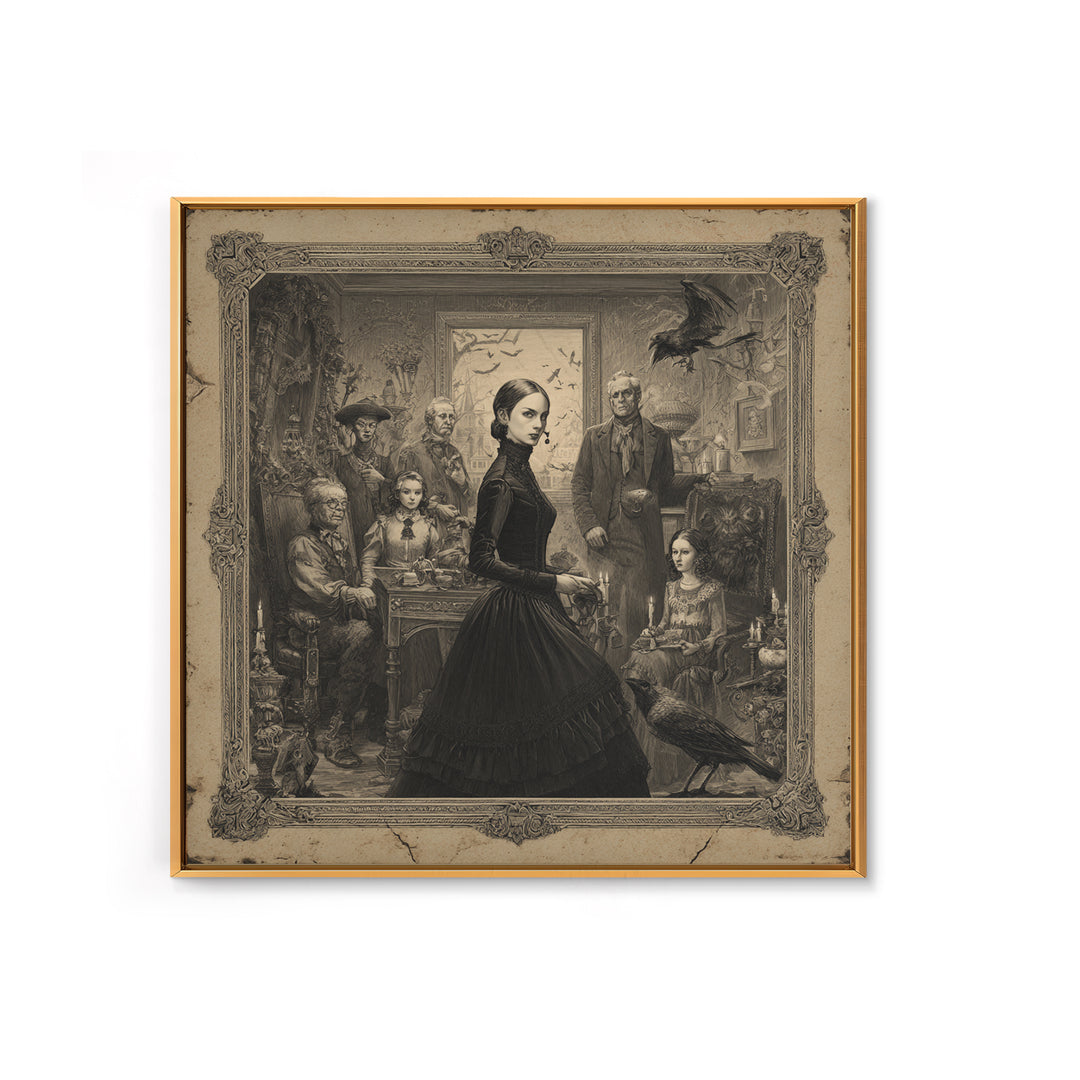 The Haunted Portrait, Victorian Macabre Art, Square Wall Art, Dark Fantasy Wall Art, Canvas Print, Halloween Wall Art, Horror Wall Art