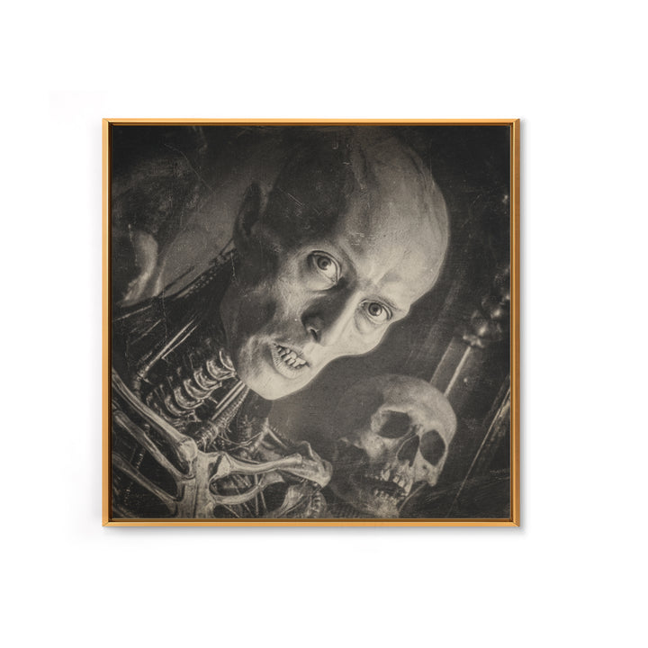 The Haunted Portrait, Biomechanical Horror Art, Square Wall Art, Dark Fantasy Wall Art, Framed Canvas Print, Halloween Wall Art