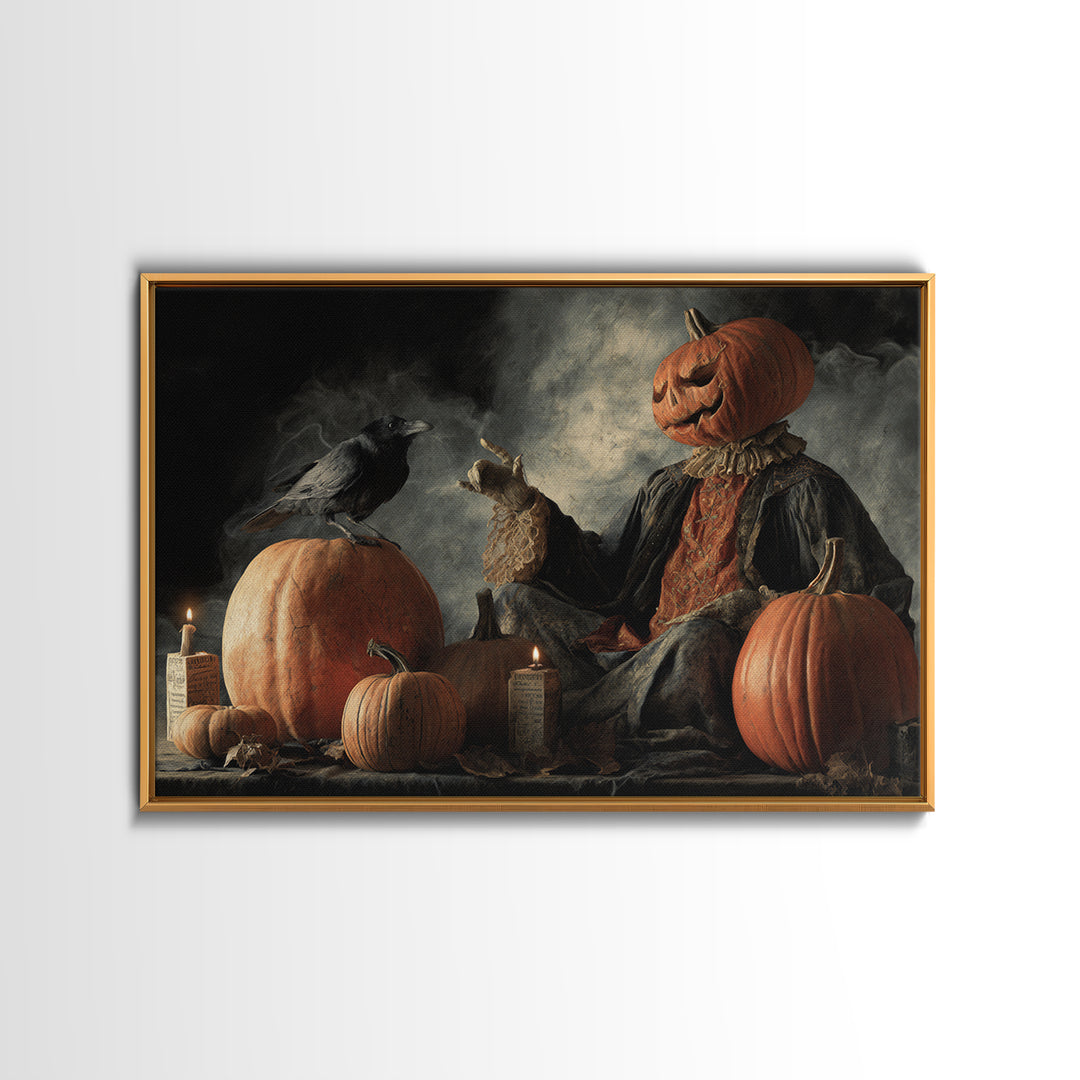 Vintage Orange-And-Black Halloween, Gothic Nightmare Art, Landscape Wall Art, Dark Fantasy Wall Art, Canvas Print, Halloween Wall Art