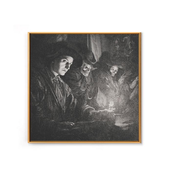 Monochrome Gothic Halloween, Danse Macabre Art, Square Wall Art, Gothic Horror Wall Art, Canvas Print