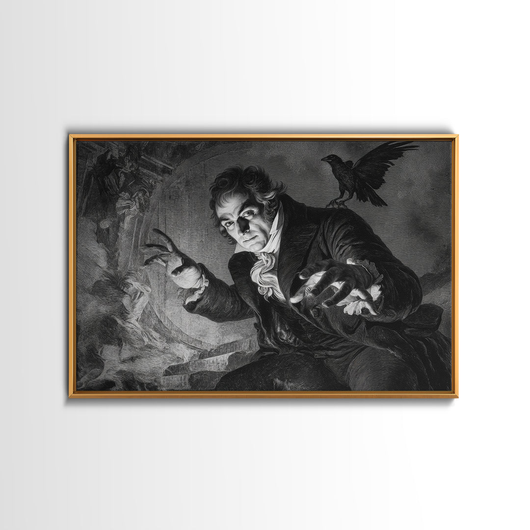 Monochrome Gothic Halloween, Dark Romantic Horror Art, Landscape Wall Art, Macabre Wall Art, Canvas Print, Halloween Wall Art