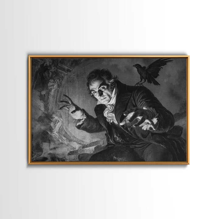 Monochrome Gothic Halloween, Dark Romantic Horror Art, Landscape Wall Art, Macabre Wall Art, Canvas Print, Halloween Wall Art