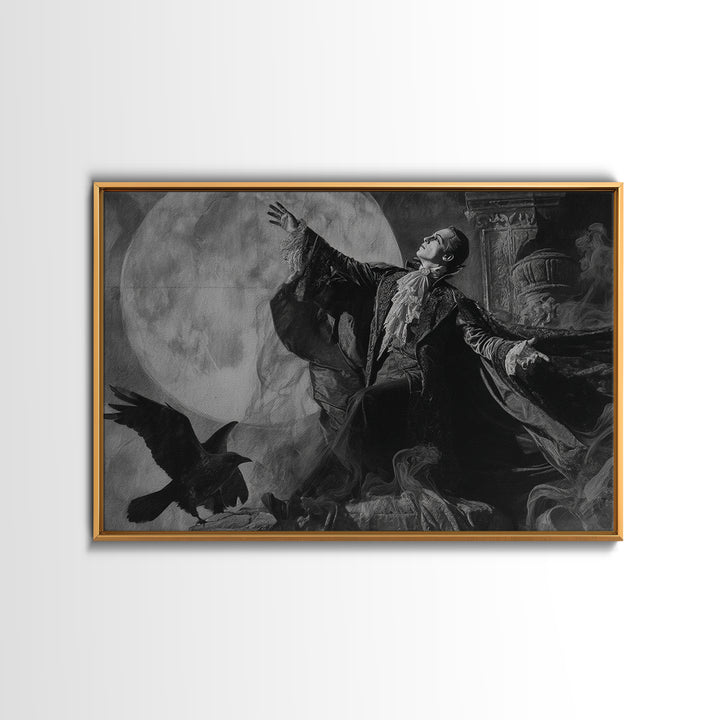 Monochrome Gothic Halloween, Gothic Nightmare Art, Landscape Wall Art, Macabre Wall Art, Framed Canvas Print, Halloween Wall Art